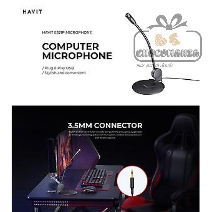 MICROFONO DE ESCRITORIO HAVIT H207D LAPTOP O PC - CHOCOMANIA